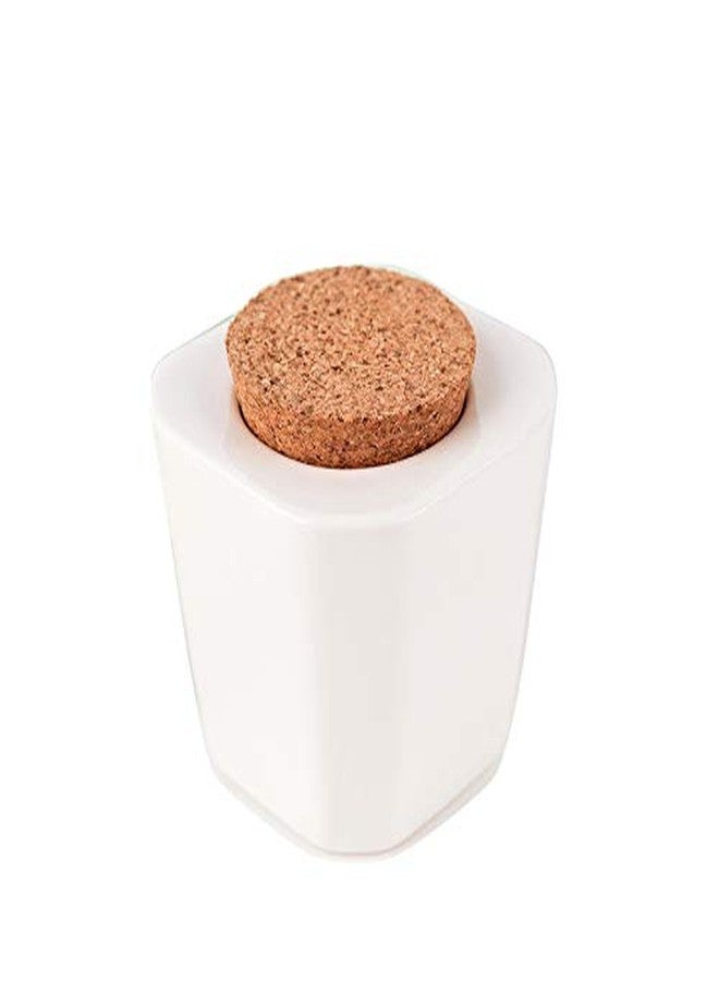 USRommaner 1 Pcs Porcelain Nail Art Dappen Dish,Mini Nail Art Acrylic Liquid Powder Dappen Dish with Anti-evaporation Wooden Cork Top Monomer Dish Glitter Powder Container Holder (White) - Image 2